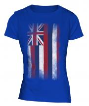 Hawaii State Faded Flag Ladies T-Shirt
