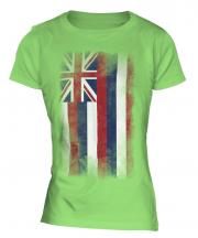 Hawaii State Faded Flag Ladies T-Shirt