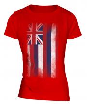 Hawaii State Faded Flag Ladies T-Shirt