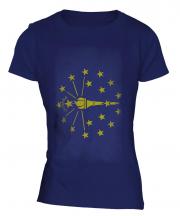 Indiana State Faded Flag Ladies T-Shirt