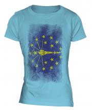 Indiana State Faded Flag Ladies T-Shirt