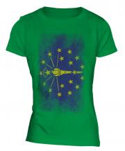 Indiana State Faded Flag Ladies T-Shirt