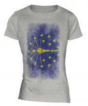 Indiana State Faded Flag Ladies T-Shirt