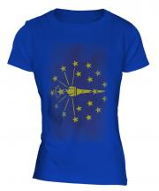 Indiana State Faded Flag Ladies T-Shirt