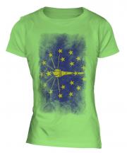 Indiana State Faded Flag Ladies T-Shirt