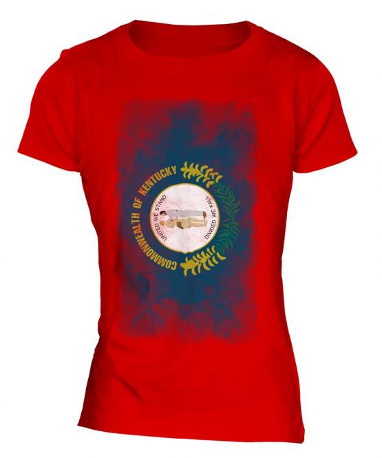 Kentucky State Faded Flag Ladies T-Shirt