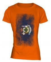 Maine State Faded Flag Ladies T-Shirt