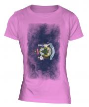 Maine State Faded Flag Ladies T-Shirt