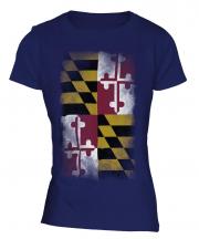 Maryland State Faded Flag Ladies T-Shirt