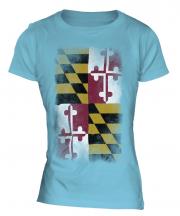 Maryland State Faded Flag Ladies T-Shirt