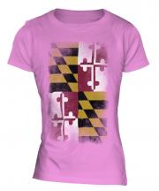 Maryland State Faded Flag Ladies T-Shirt