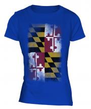 Maryland State Faded Flag Ladies T-Shirt