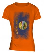 Montana State Faded Flag Ladies T-Shirt