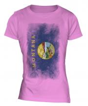 Montana State Faded Flag Ladies T-Shirt