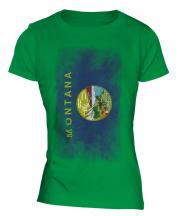 Montana State Faded Flag Ladies T-Shirt