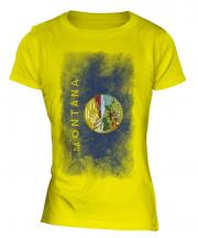 Montana State Faded Flag Ladies T-Shirt