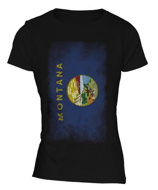 Montana State Faded Flag Ladies T-Shirt