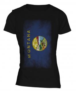 Montana State Faded Flag Ladies T-Shirt
