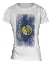 Montana State Faded Flag Ladies T-Shirt