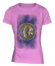 Nebraska State Faded Flag Ladies T-Shirt