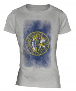 Nebraska State Faded Flag Ladies T-Shirt
