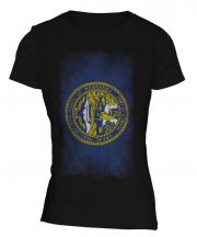 Nebraska State Faded Flag Ladies T-Shirt