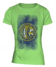 Nebraska State Faded Flag Ladies T-Shirt