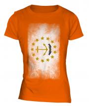 Rhode Island State Faded Flag Ladies T-Shirt