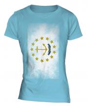 Rhode Island State Faded Flag Ladies T-Shirt