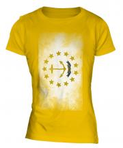Rhode Island State Faded Flag Ladies T-Shirt
