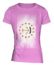 Rhode Island State Faded Flag Ladies T-Shirt