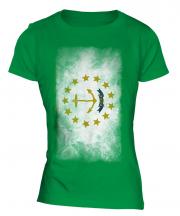 Rhode Island State Faded Flag Ladies T-Shirt