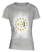 Rhode Island State Faded Flag Ladies T-Shirt