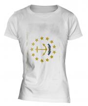 Rhode Island State Faded Flag Ladies T-Shirt