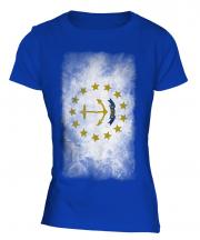 Rhode Island State Faded Flag Ladies T-Shirt
