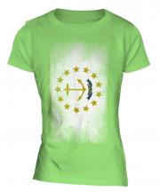 Rhode Island State Faded Flag Ladies T-Shirt