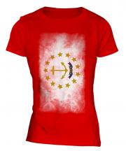 Rhode Island State Faded Flag Ladies T-Shirt