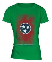 Tennessee State Faded Flag Ladies T-Shirt
