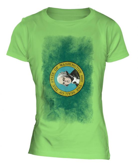 Washington State Faded Flag Ladies T-Shirt
