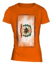 West Virginia State Faded Flag Ladies T-Shirt