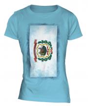 West Virginia State Faded Flag Ladies T-Shirt