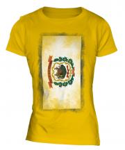 West Virginia State Faded Flag Ladies T-Shirt
