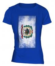 West Virginia State Faded Flag Ladies T-Shirt