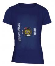 Wisconsin State Faded Flag Ladies T-Shirt