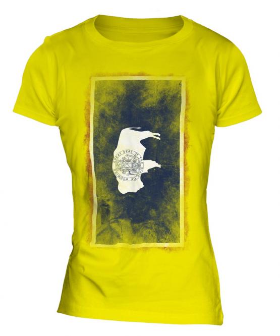 Wyoming State Faded Flag Ladies T-Shirt