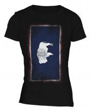 Wyoming State Faded Flag Ladies T-Shirt