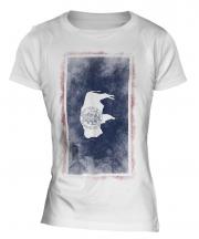 Wyoming State Faded Flag Ladies T-Shirt