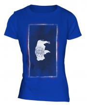 Wyoming State Faded Flag Ladies T-Shirt