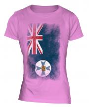 Queensland Faded Flag Ladies T-Shirt