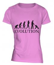 Dad With Pushchair Evolution Ladies T-Shirt